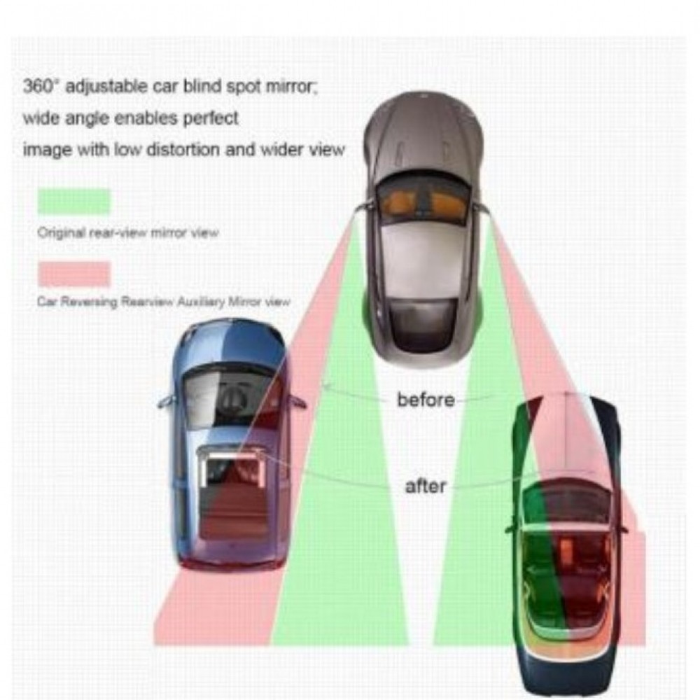 3R 1 Pair Blind Spot Mirrors Vehicle Rear View Wide Angle Round Convex Mirror