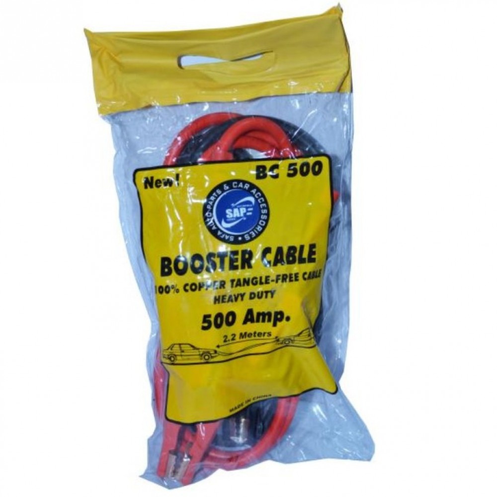 Booster Cables With Extra Heavy-Duty Clamps Emergency Line 500 AMP 2M