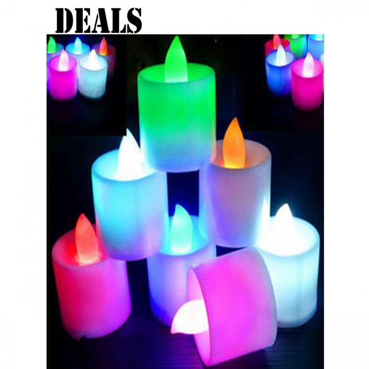 Pack Of 6 LED Glowing Tea Light Candles - Flame less