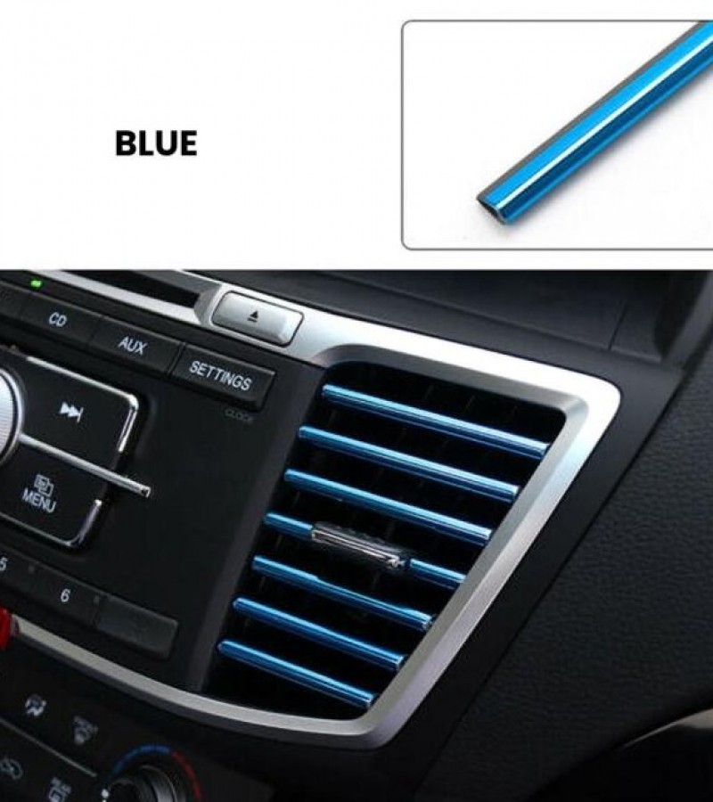 10Pcs Universal Car Air Conditioner Decorative U Shape Moulding Strips Blue
