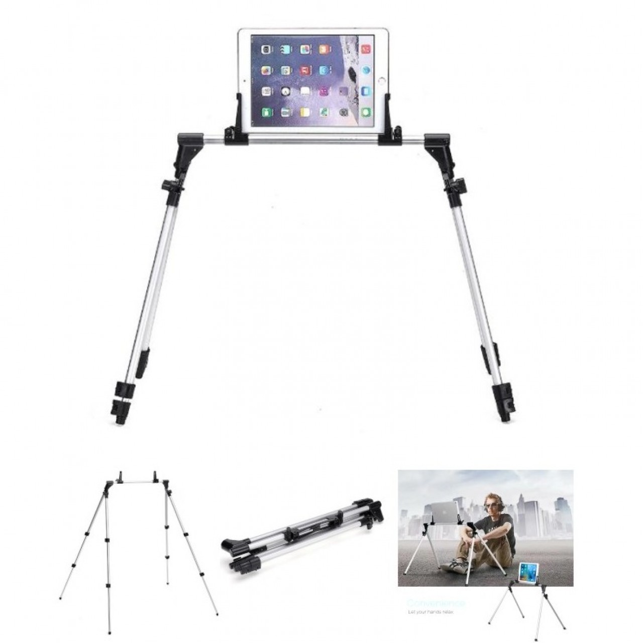 Aluminum Floor Mobile & Tablet Stand Holder 301-L - Silver