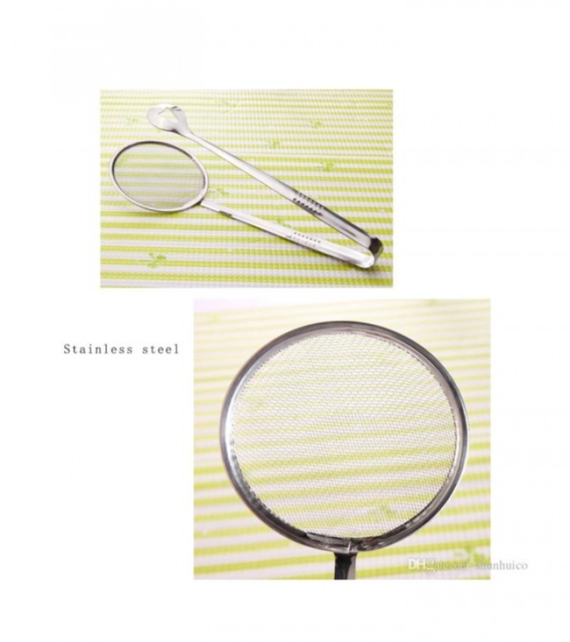 Frying filter spoon multi function kitchen gadgets filter spoon with clip stainless steel clamp stra