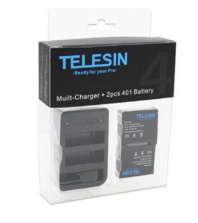 GoPro Hero 4 AHBT-401 TELESIN Dual Slots Multi Function 2pcs Battery and Charger With Batter Cases
