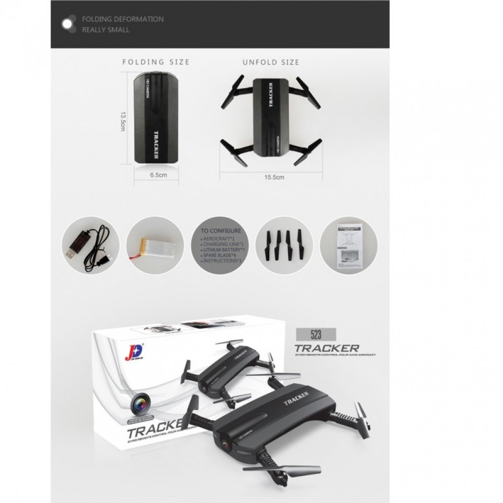JXD 523 Tracker Foldable Selfie Drone With Hd Camera, Wifi, Quadcopter With Altitude Hold