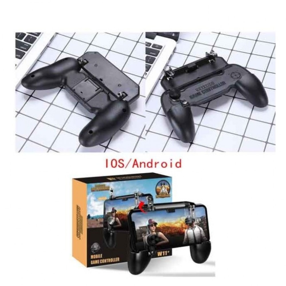 PUBG W11Plus Mobile Game Pad L1R1 With Joystick Trigger - Black