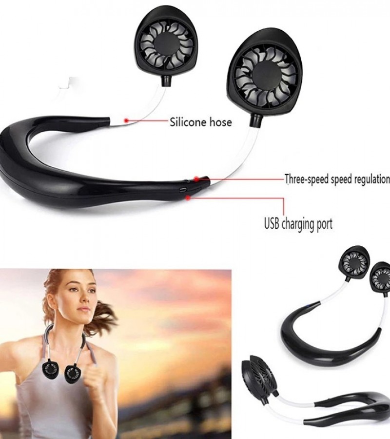 Rechargeable Portable Dual Head Neck Fan
