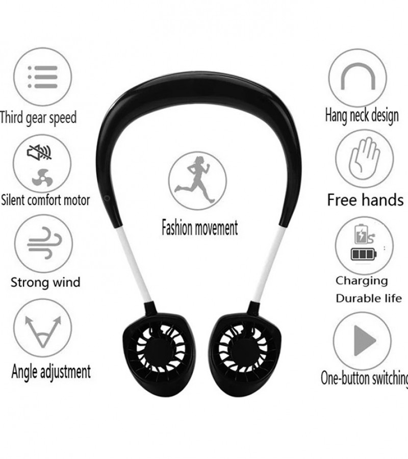 Rechargeable Portable Dual Head Neck Fan