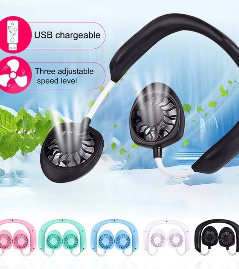 Rechargeable Portable Dual Head Neck Fan