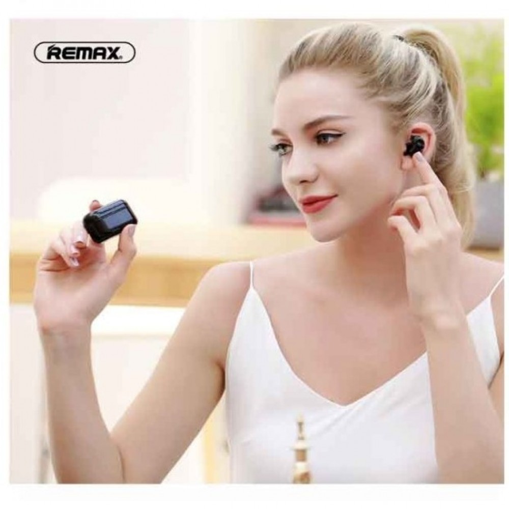 Remax TWS-5 True Wireless Stereo Earbuds With Charging Box - Black