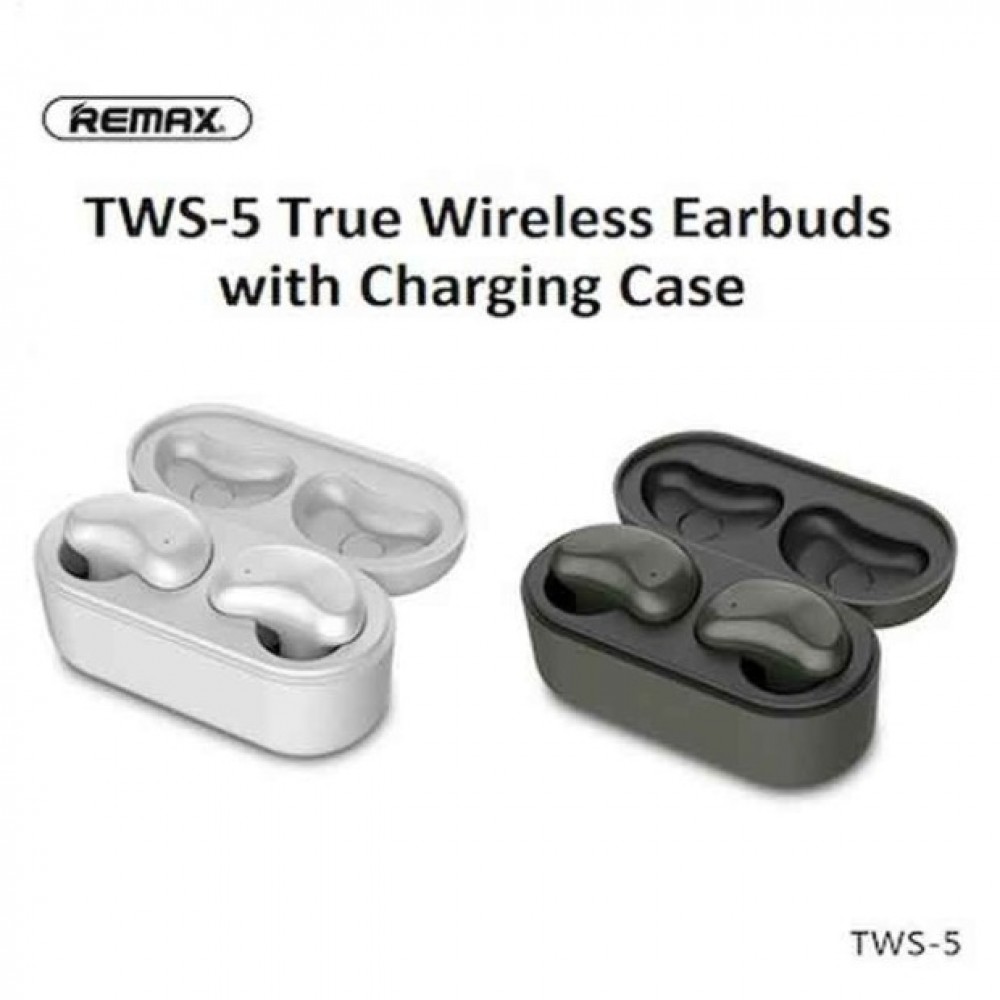 Remax TWS-5 True Wireless Stereo Earbuds With Charging Box - Black