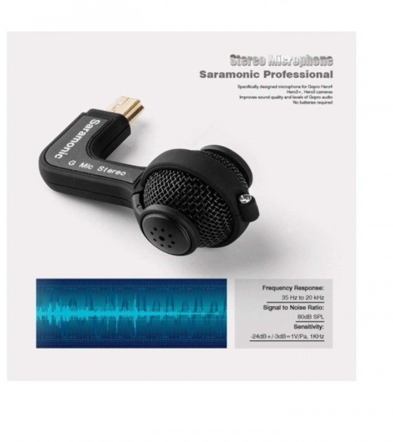 Saramonic G-Mic Gopro Mic Accessories Mini Dual Stereo Ball Professional Microphone for Gopro Hero4